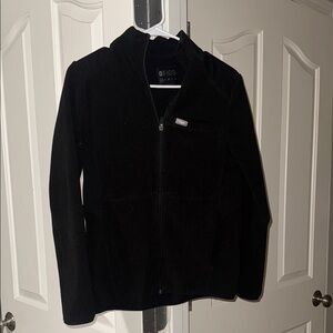 Figs Black Utility Jacket with High Collar and Slim Fit